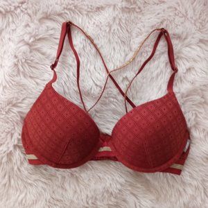 Aerie Padded Rust & Gold Strappy Bra